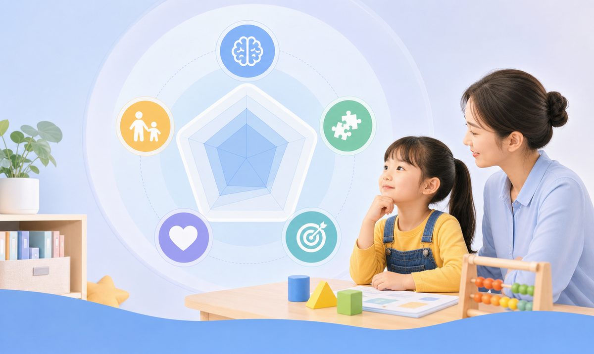 大班一对一数学辅导适配度自测五个维度的评分示意