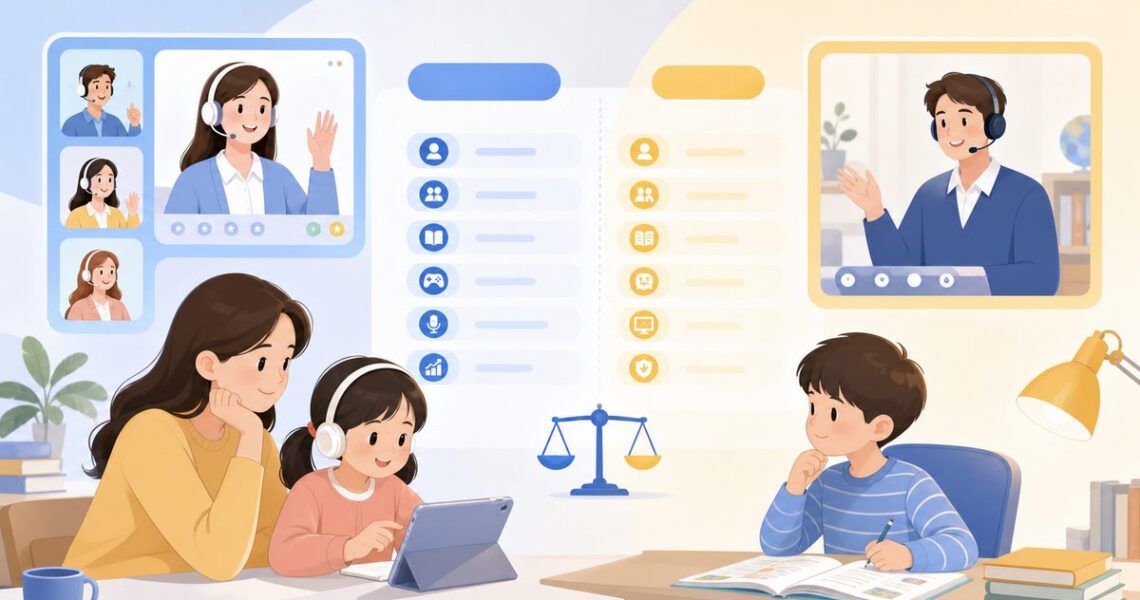 伴鱼少儿英语 51Talk 班型与师资对比示意图