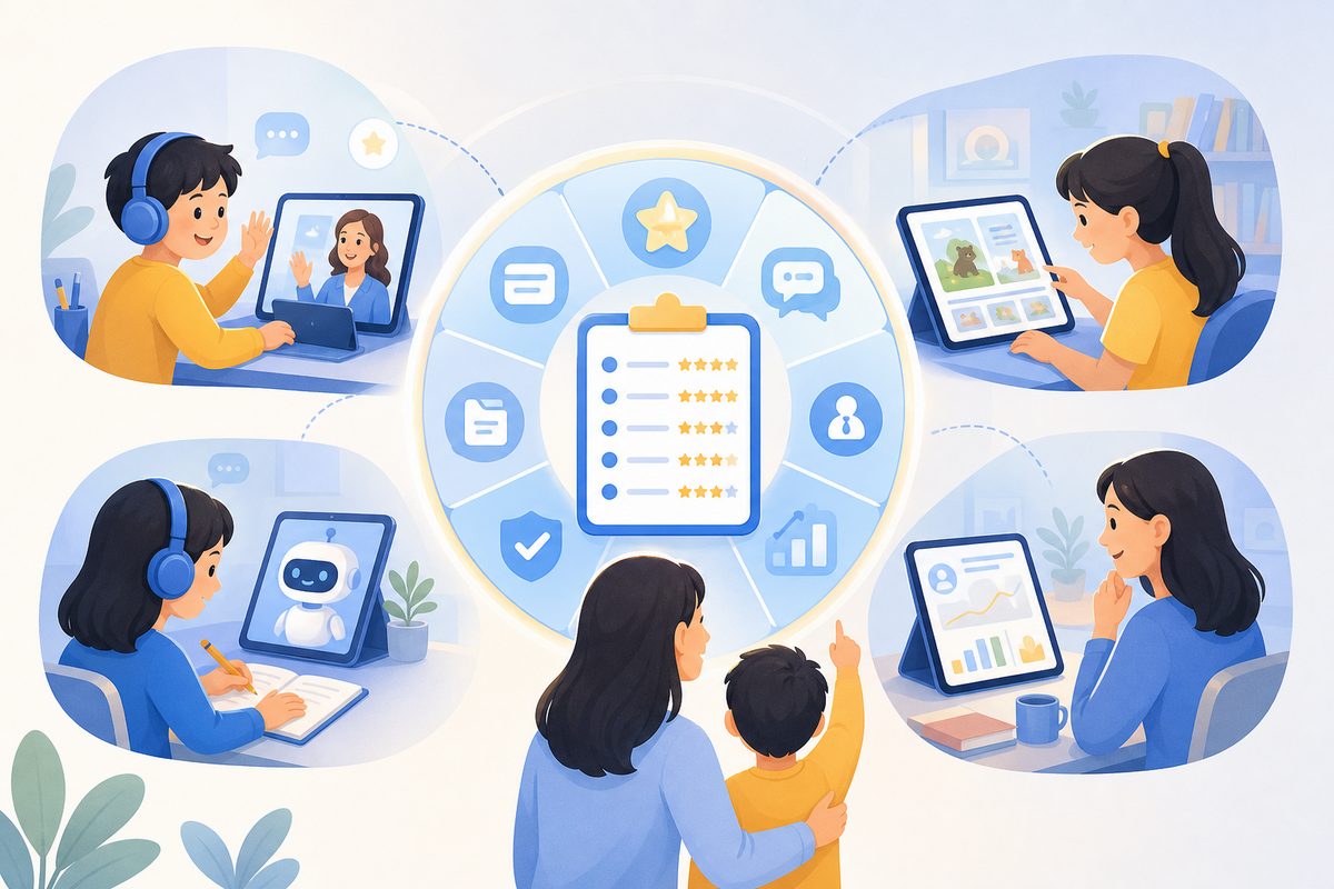 少儿英语课后服务闭环评估打分卡示意图