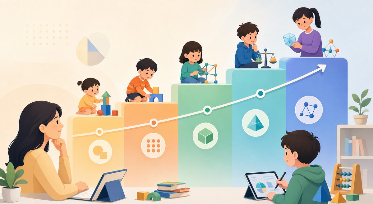 儿童数学思维课按年龄与思维阶段安排课程的对照示意图