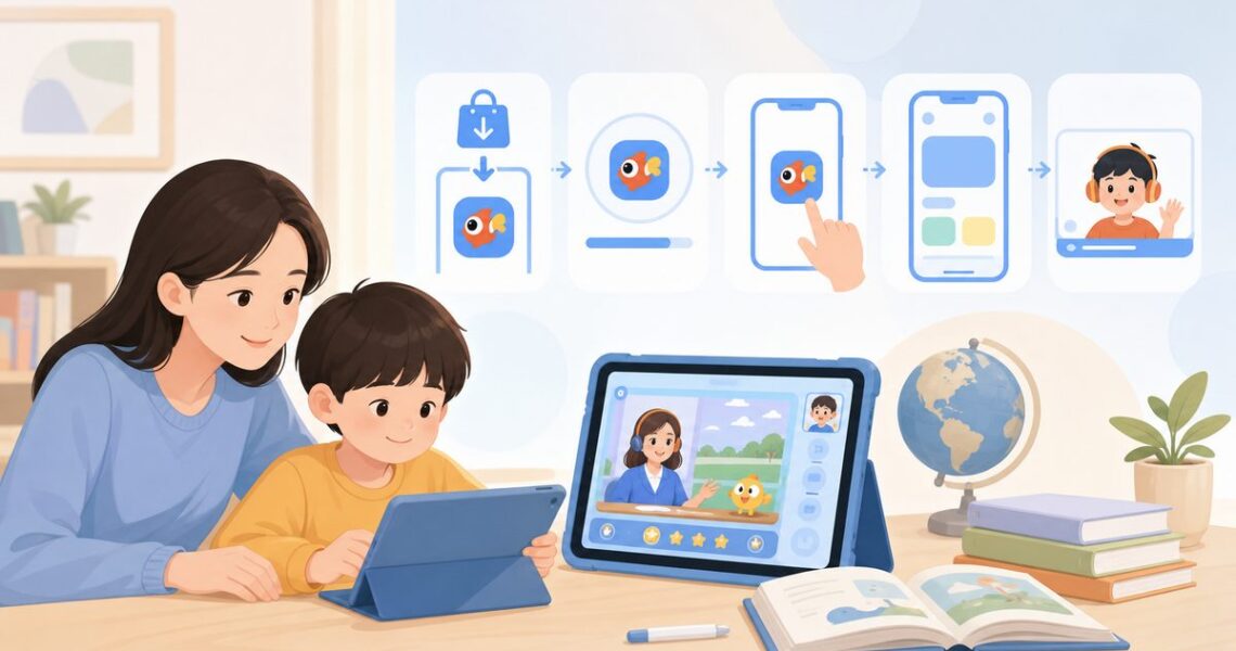 伴鱼下载官方入口和手机平板使用流程示意图