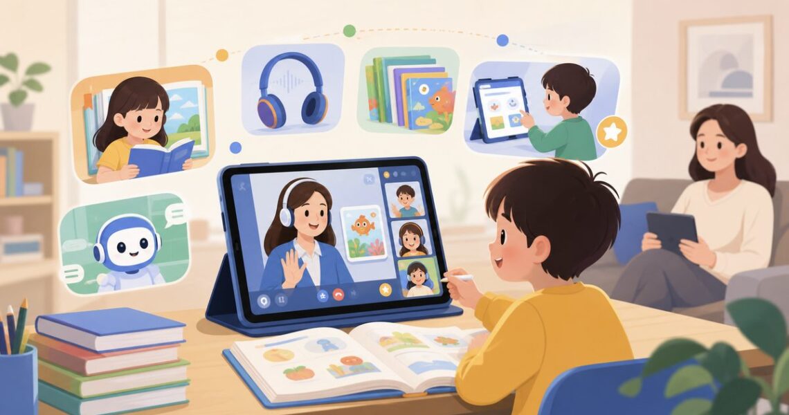 伴鱼卓越英语品牌介绍与小学低年级学习场景示意