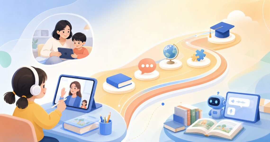 伴鱼卓越英语课程定位与英语启蒙路径示意图