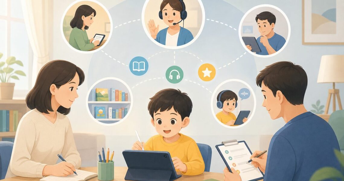 家长英语不好怎么教孩子英语的零口语家庭分工示意图