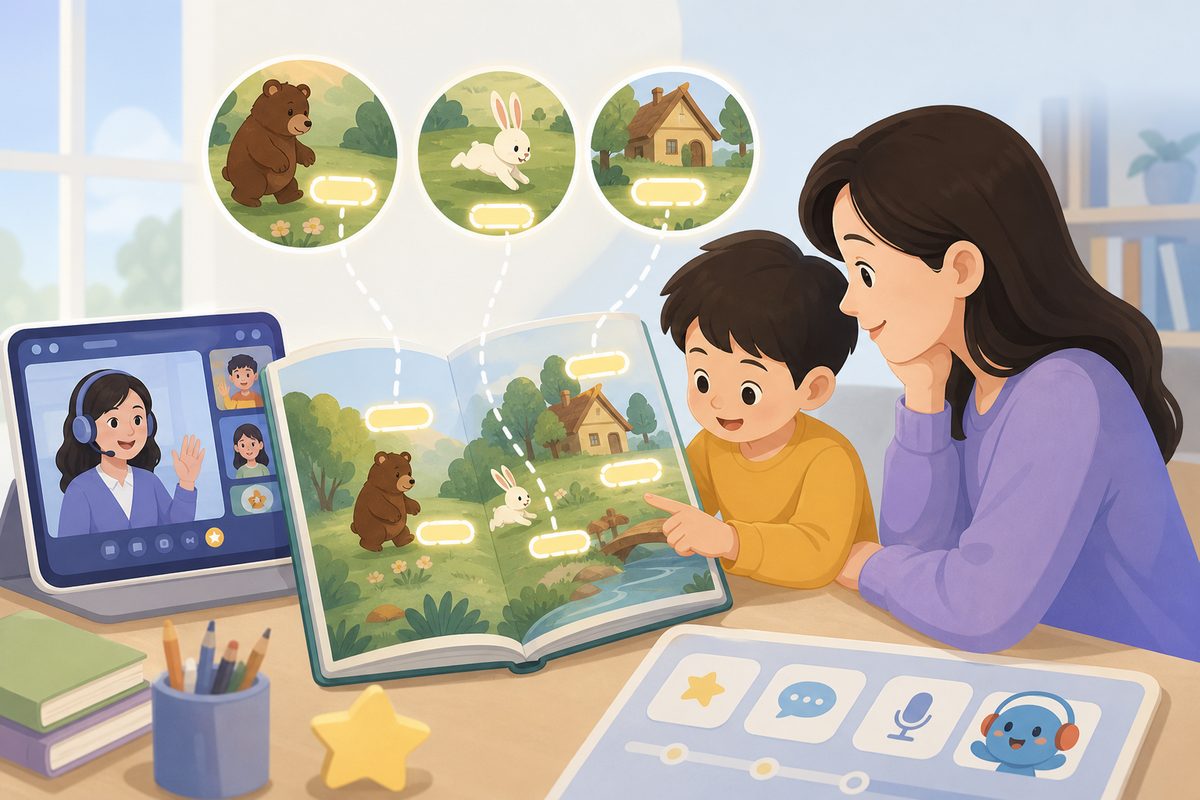 英语高频词sight words在绘本页中反复出现的标注示意