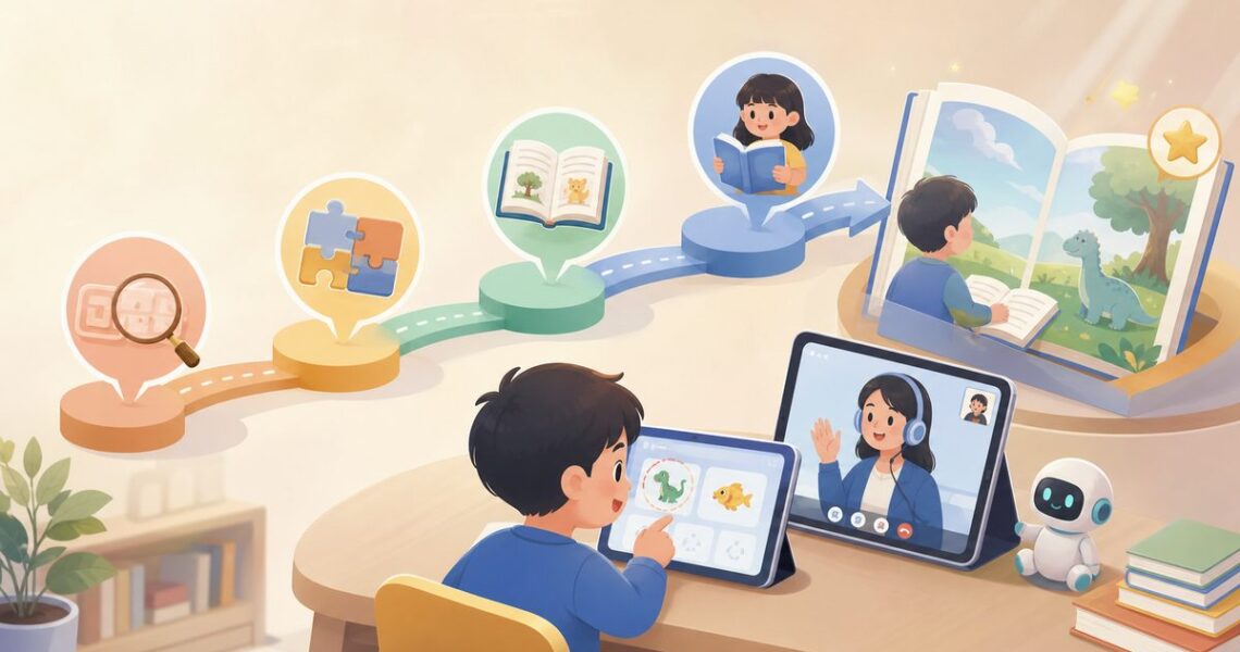 自然拼读学完不会读时，从单词拼读到绘本流利阅读的衔接路径图