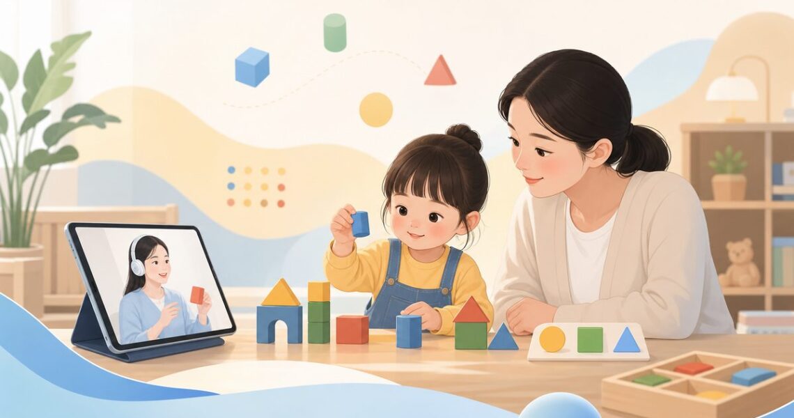 幼儿园数学要不要提前学:孩子用积木比较数量和形状的数学启蒙场景