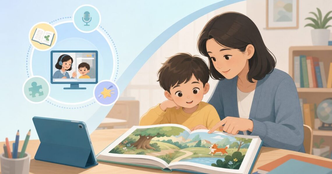 家长陪孩子做绘本指读时停在标题和关键词，不遮挡画面