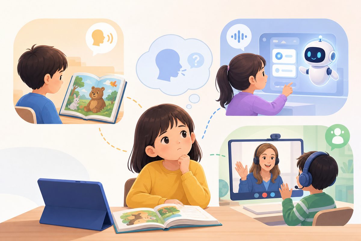 孩子英语听得懂说不出来的三场景九任务观察表：绘本听读、人工智能问答和真人对话