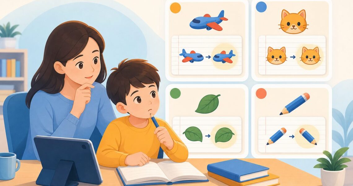 孩子英语单词字母顺序总是颠倒的四格错误记录表示意图