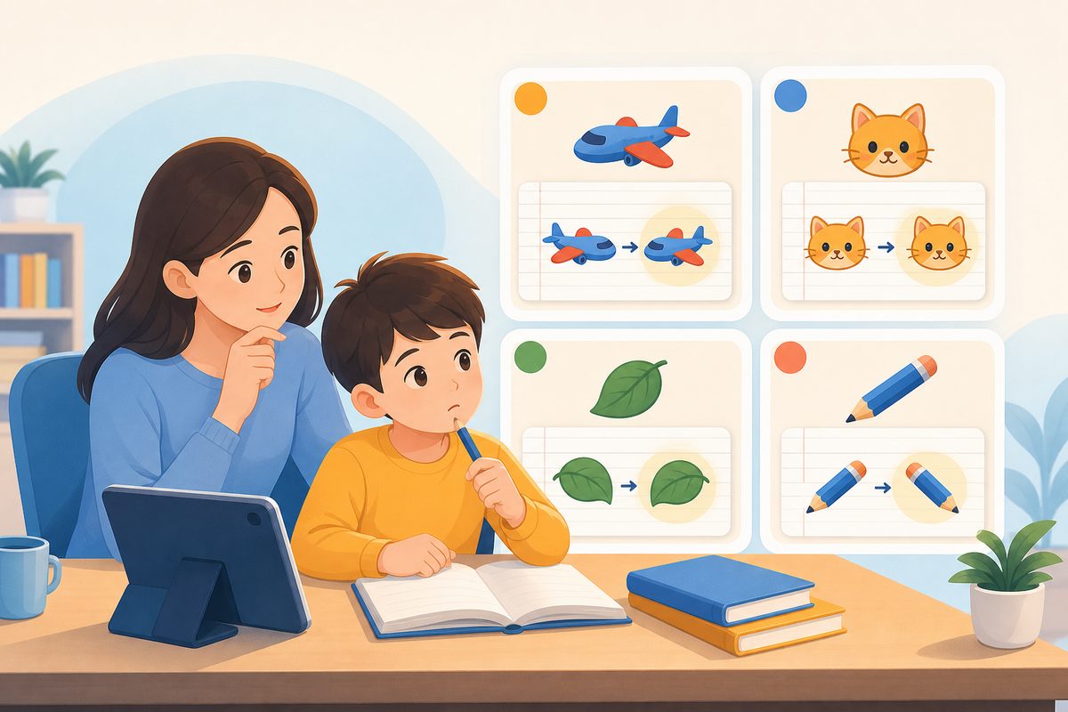 孩子英语单词字母顺序总是颠倒的四格错误记录表示意图