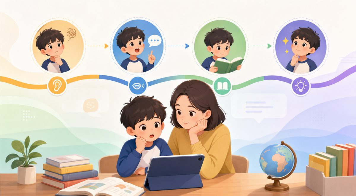 四种少儿英语能力错位画像的判断与应对路径图