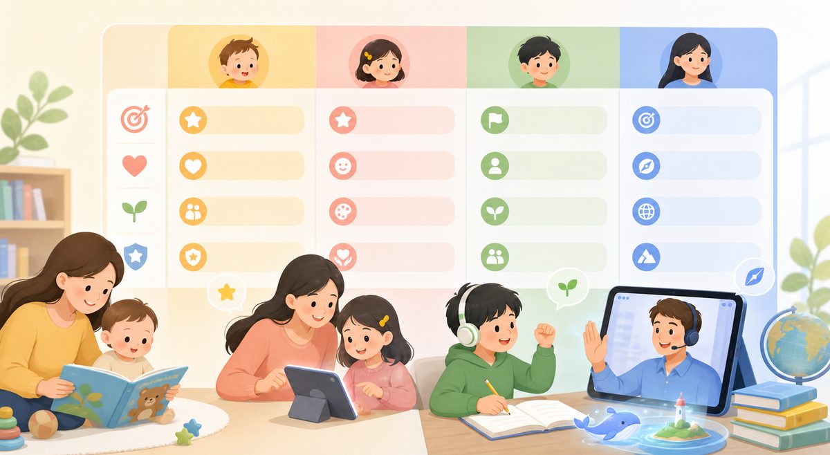 不同年龄段孩子的英语学习动机来源与家庭重点对照表