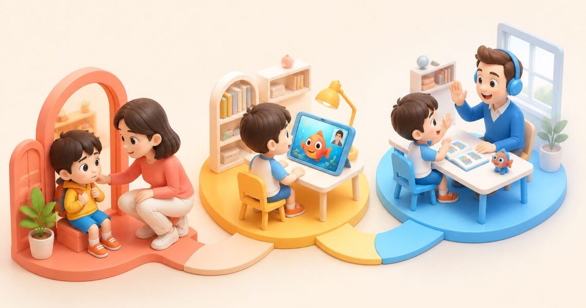 孩子第一次见外教不说话怎么办:先稳情绪,再用三节课开口