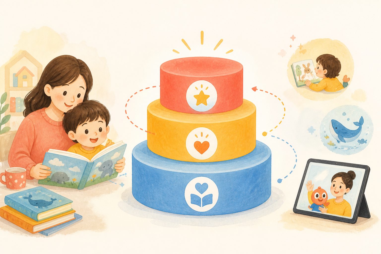 幼儿绘本阅读兴趣培养的三层模型示意图