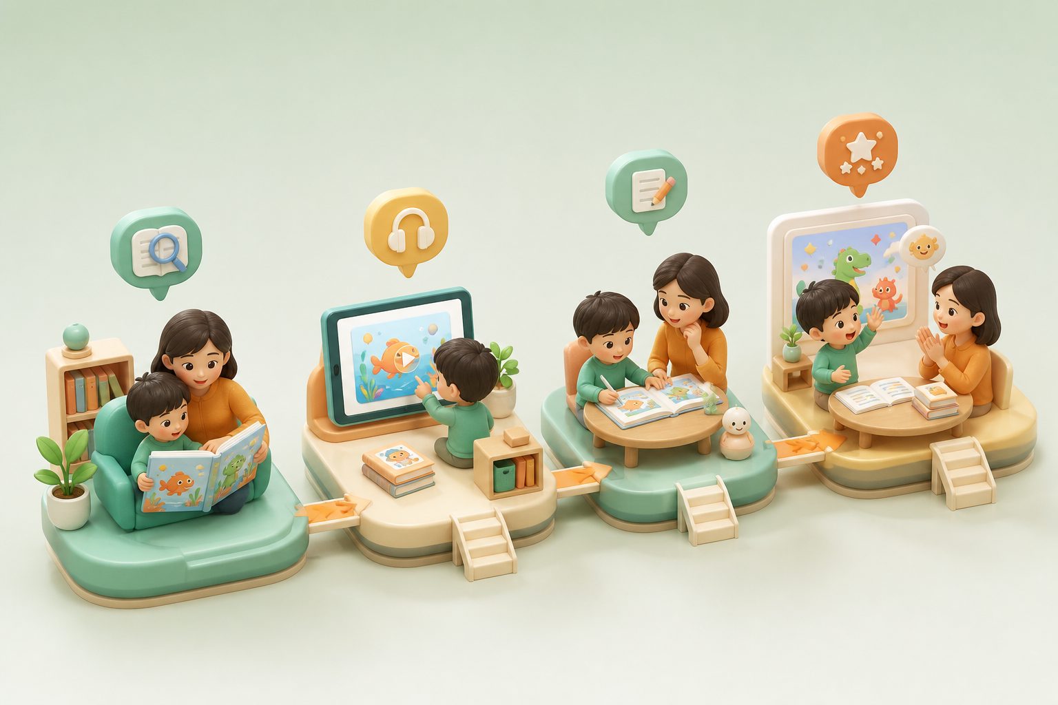 英语绘本怎么读效果好的四步流程图