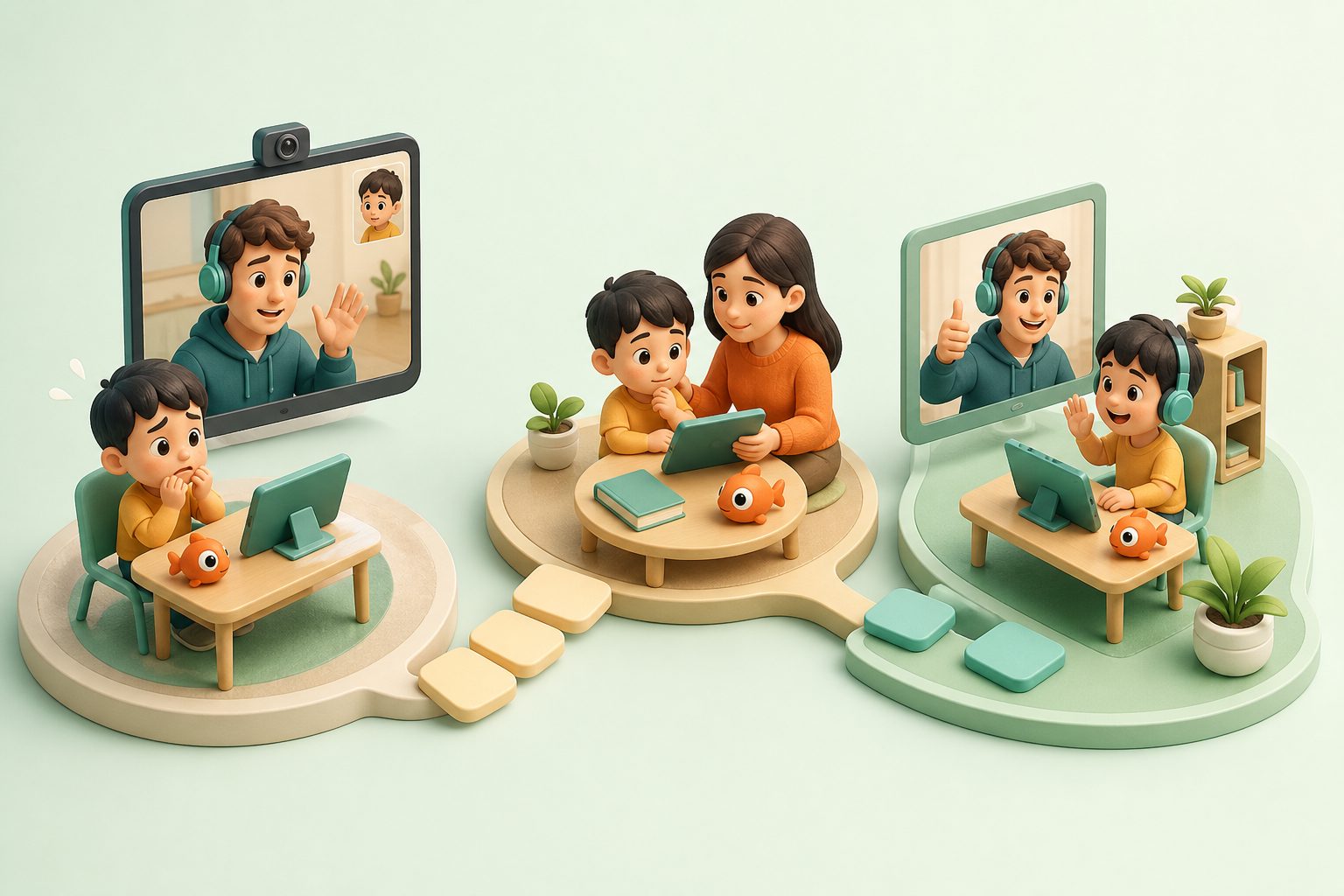 孩子和外教交流紧张的课堂表现示意图