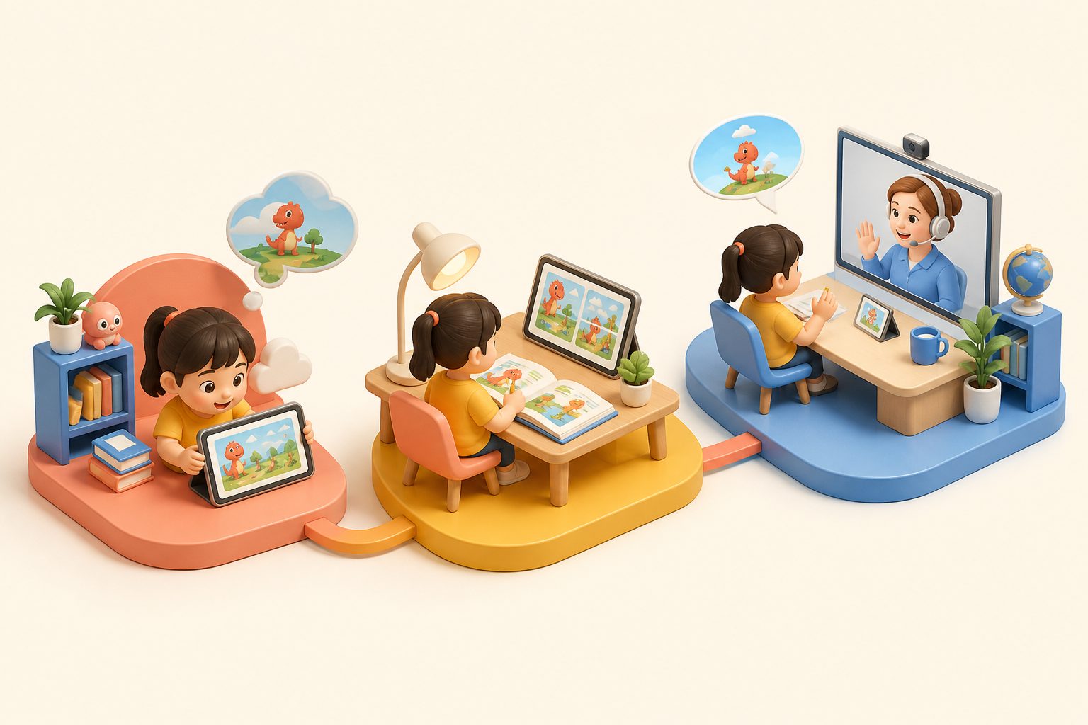 孩子通过课前绘本输入在外教课中说出短句的场景