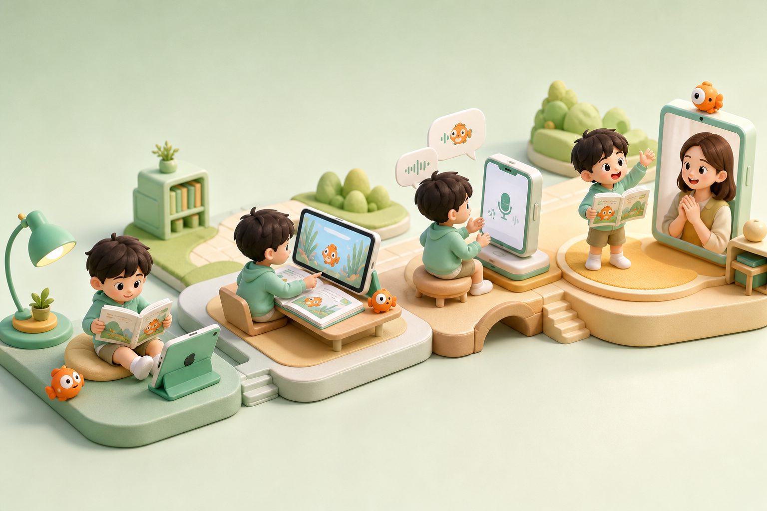 孩子用英文绘本跟读和复述的阅读输出练习