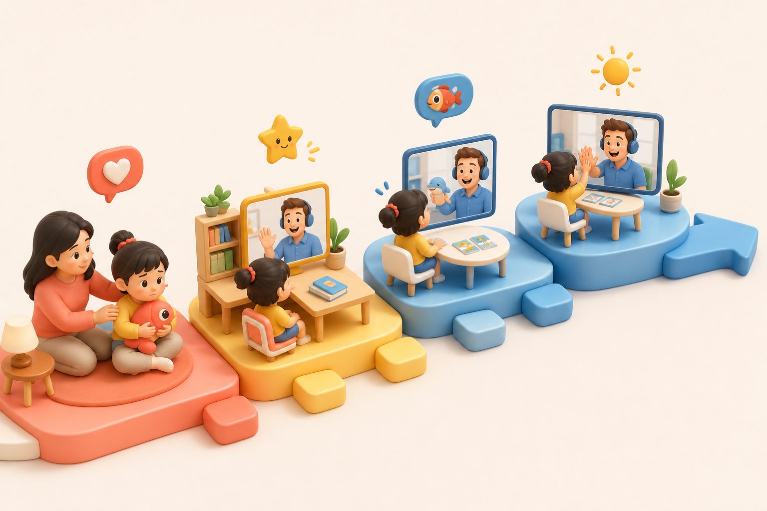 外教课低压力互动阶梯示意图