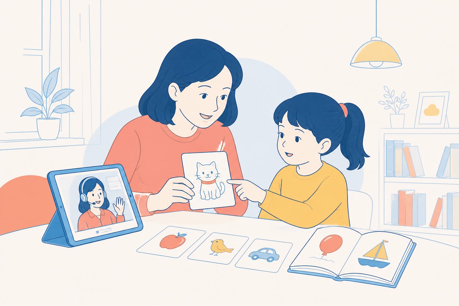 孩子英语试听课前家长用图片和简单句做热身