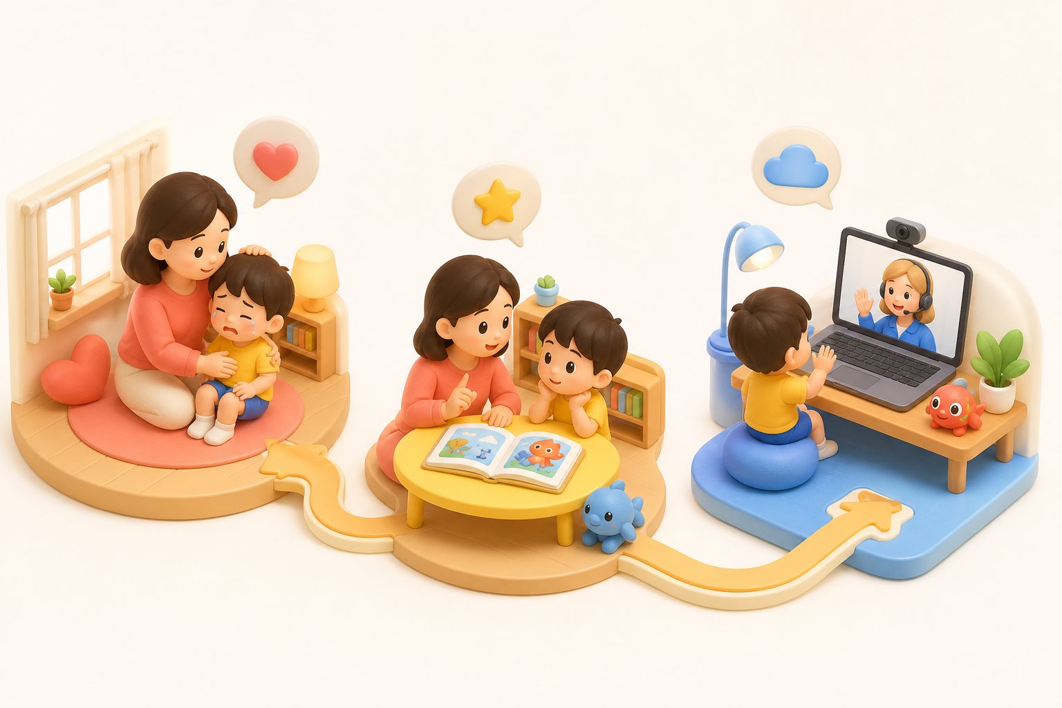 孩子上外教课害怕哭闹怎么办:课前安抚示意图