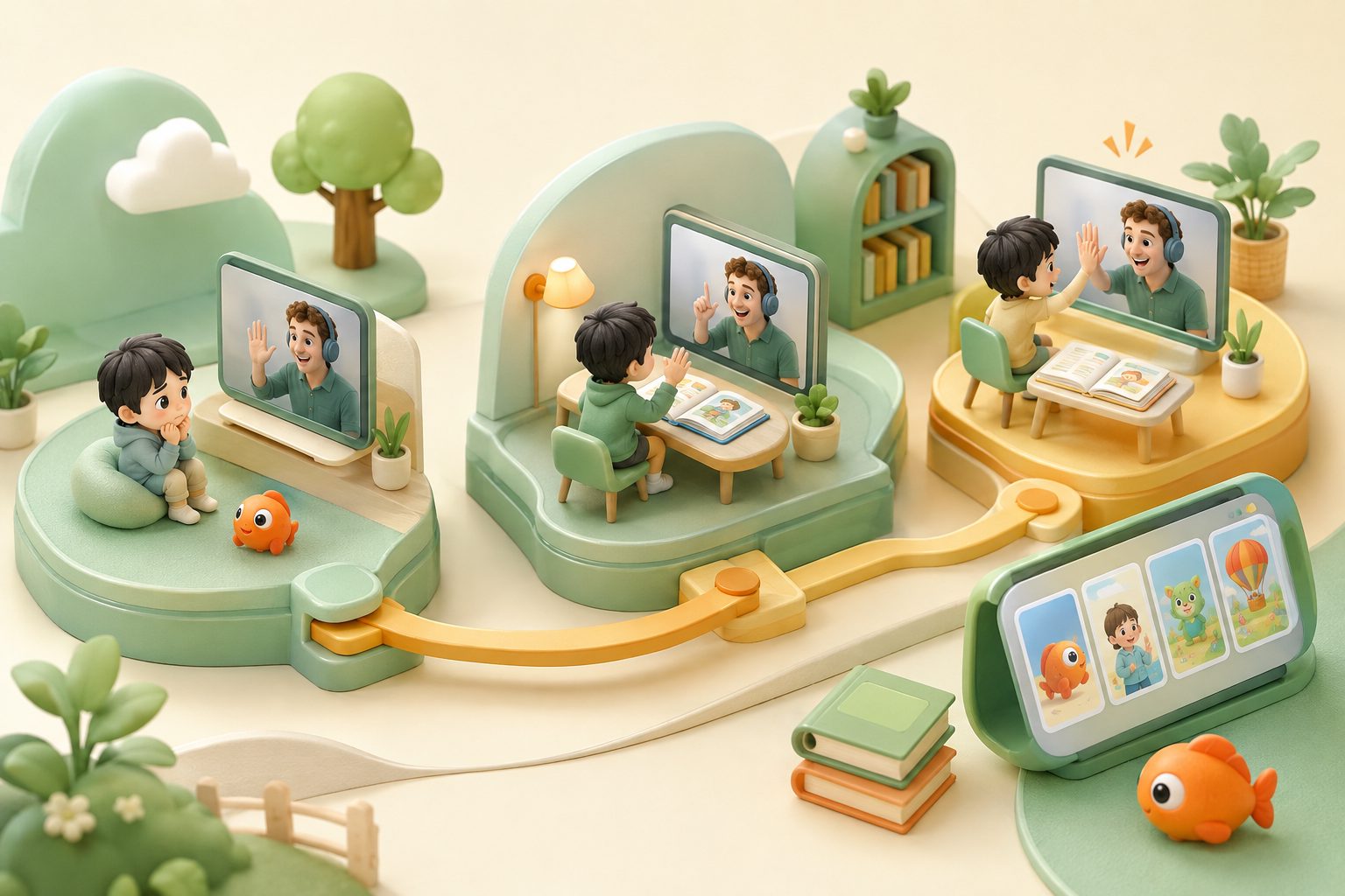 孩子怕外教老师怎么办的三节课适应路径示意图