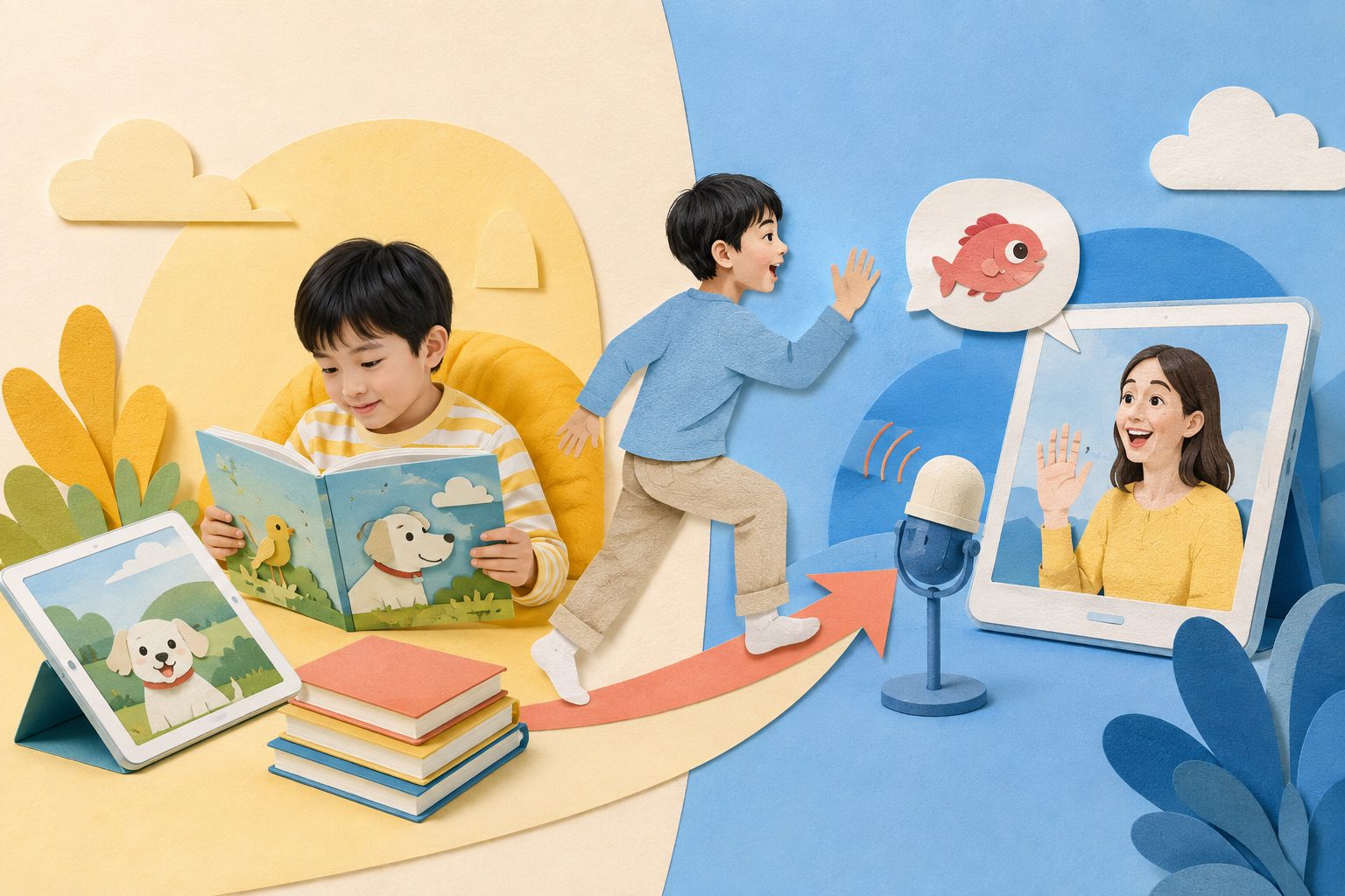 孩子通过伴鱼绘本分级阅读从低蓝思故事过渡到开口表达