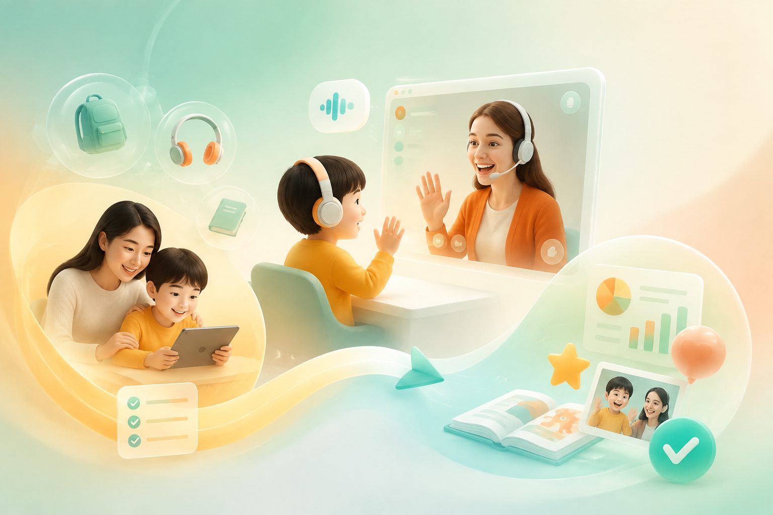 孩子第一次上英语外教课流程:课前准备与课后复盘示意图