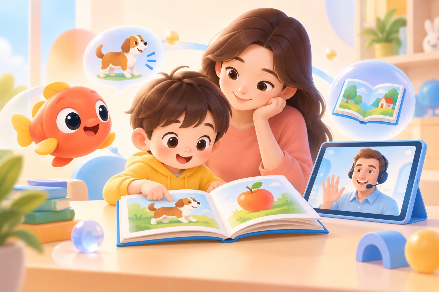 孩子用分级绘本练习自然拼读和理解阅读