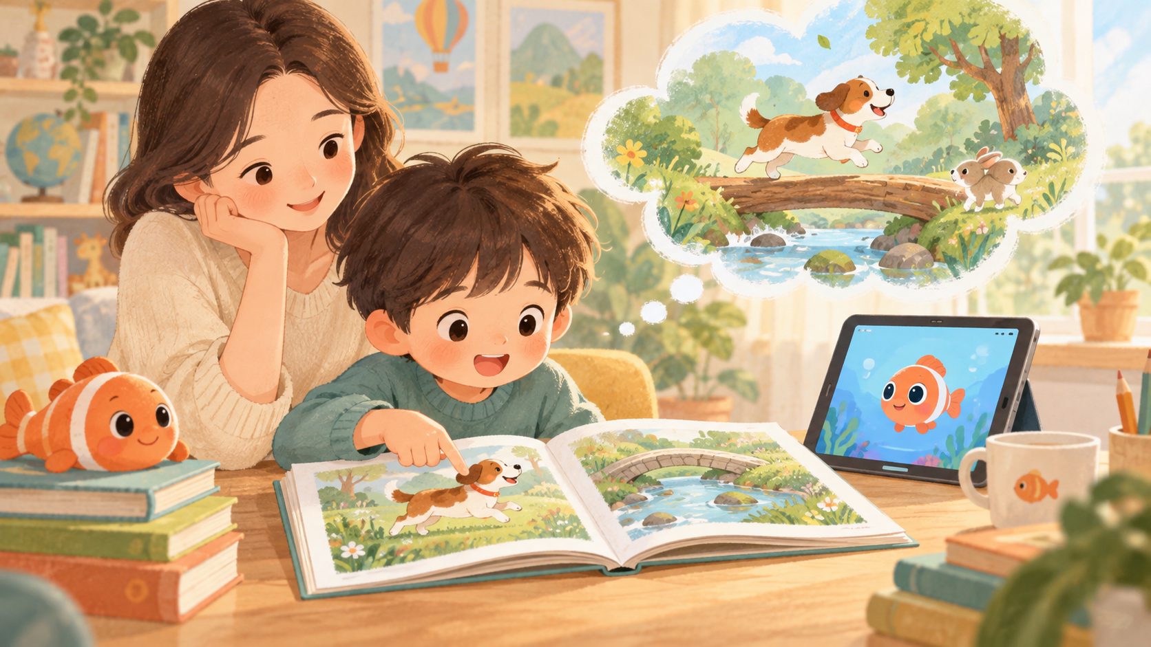 孩子通过图画直接理解分级读物内容,而不是依赖翻译
