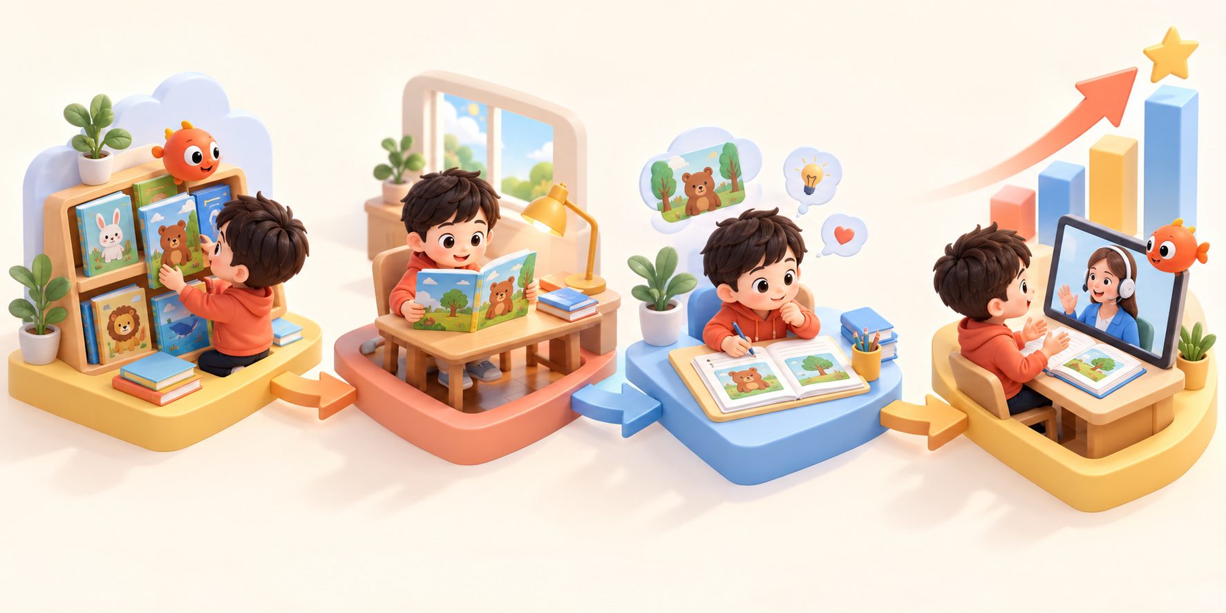 孩子进行英文绘本精读与故事复述，帮助提高蓝思值