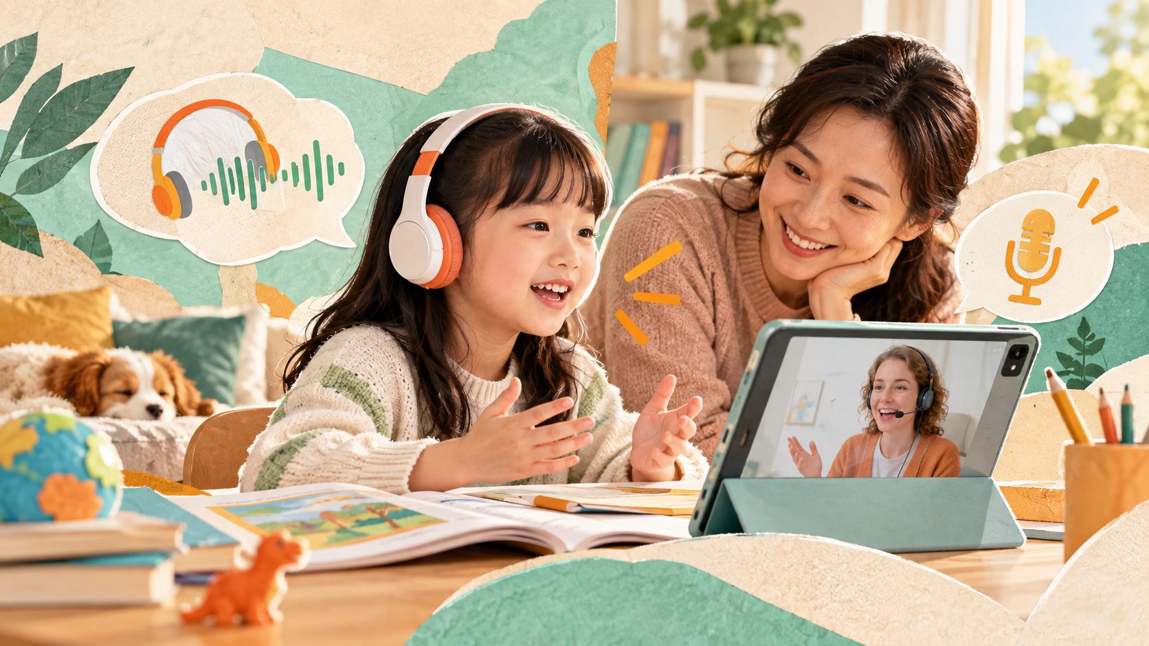 孩子进行PET听力与口语家庭自测