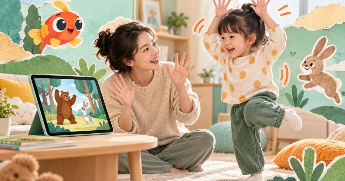 听英文绘本做动作的听力反应游戏：7分钟亲子玩法