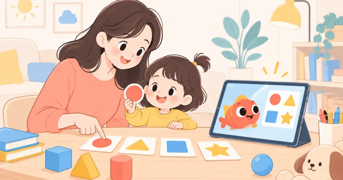 幼儿英语启蒙认知颜色形状的家庭低幼小游戏:6种玩法