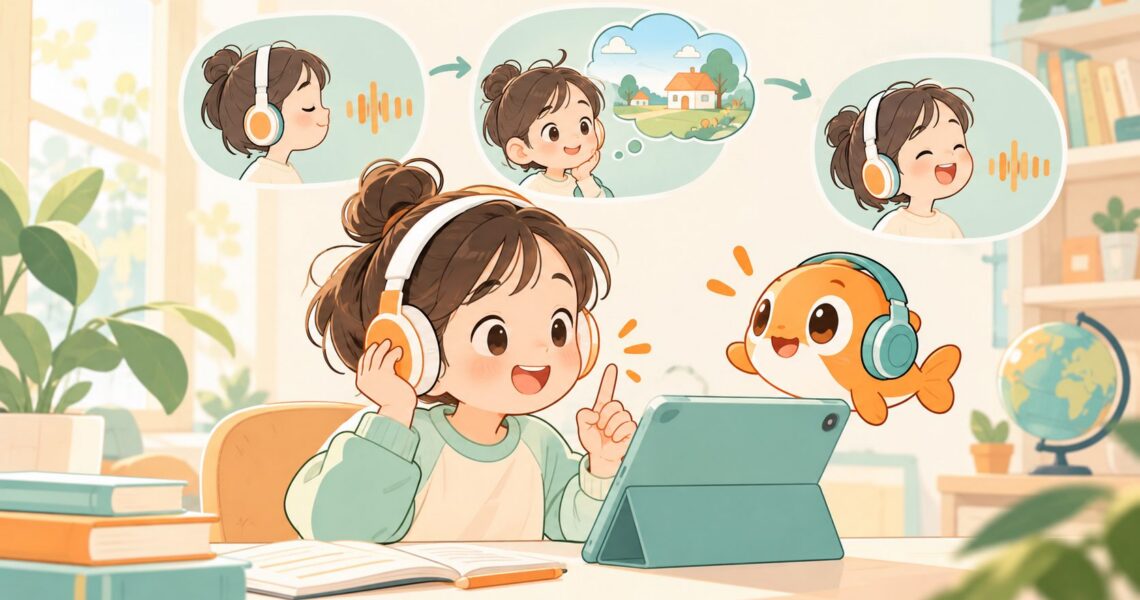 儿童英语精听跟读方法：从分段听懂到影子跟读