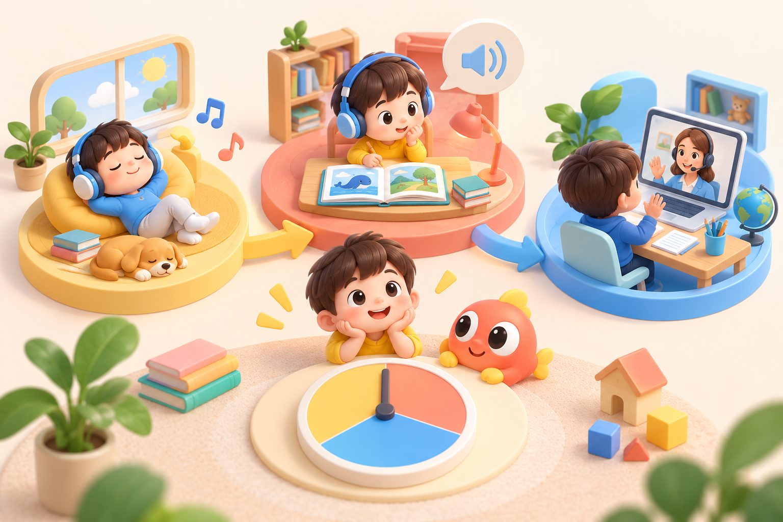 5岁幼儿英语听力输入怎么安排的每日时间配比图