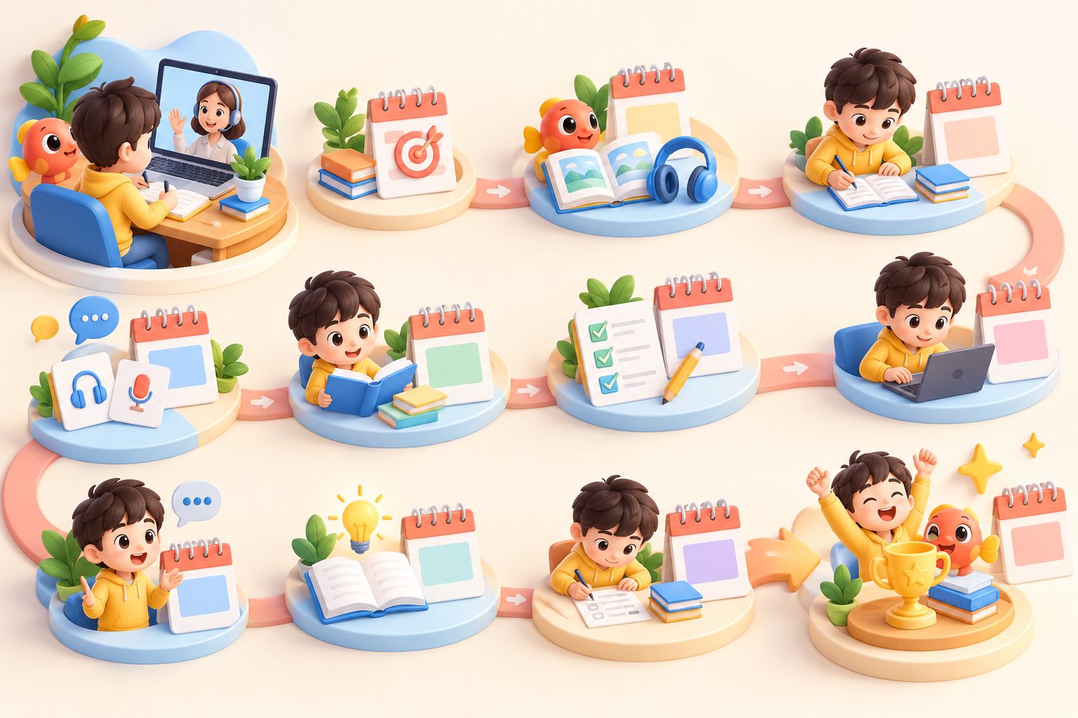 小学生PET备考打卡表怎么做的12周任务示意图