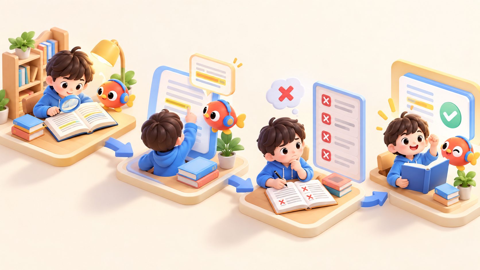 PET阅读精读定位句与错因记录示意图