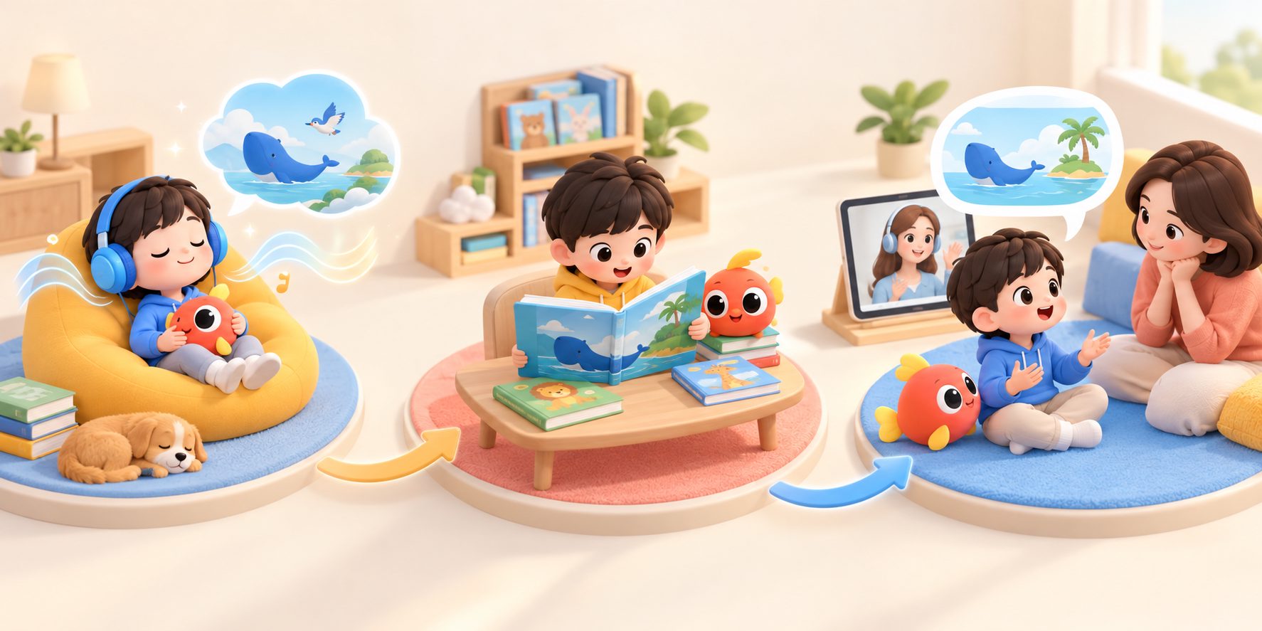 孩子从原声磨耳朵逐步过渡到英语分级阅读和简单复述