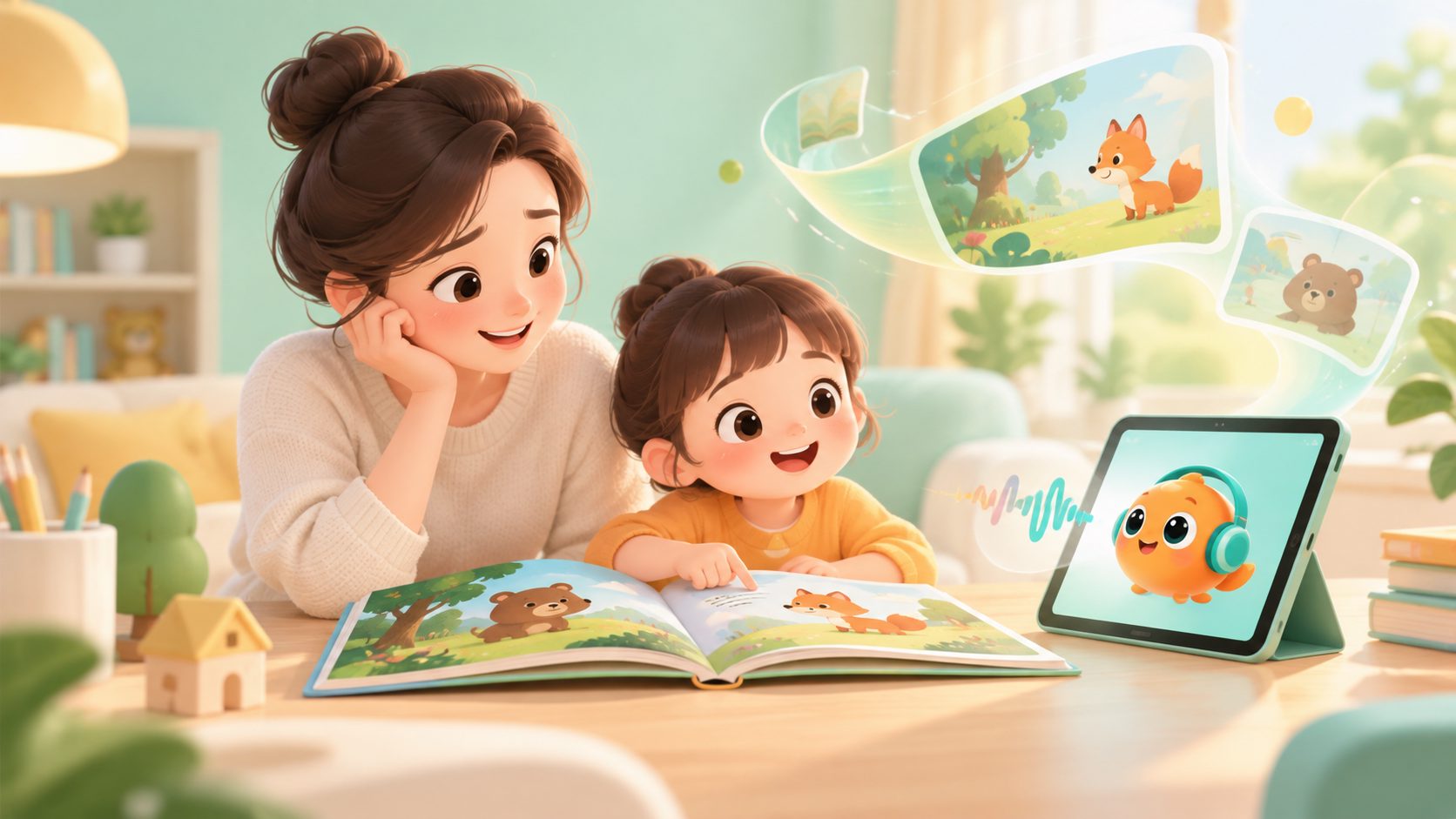 妈妈英语不好怎样用绘本音频带读的亲子共读场景