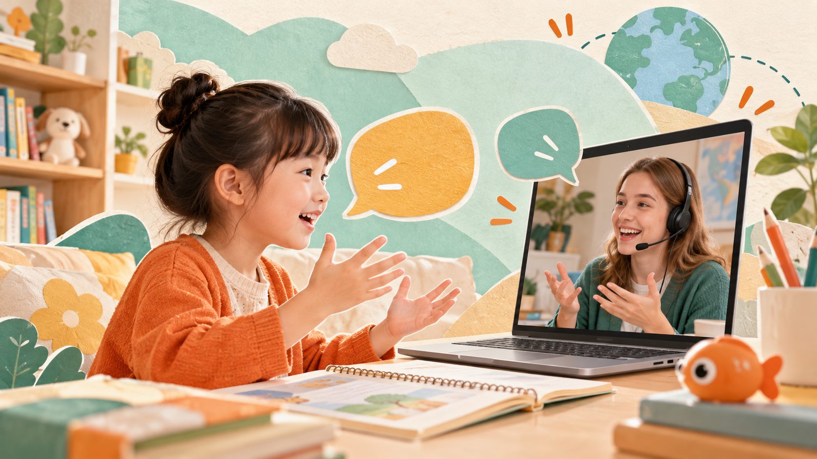 考PET口语找不到搭档找外教有用吗:孩子与外教进行PET口语互动练习