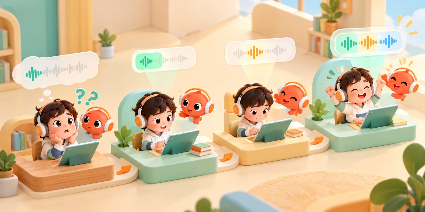 孩子听英语只听懂开头怎么办的分段训练示意图