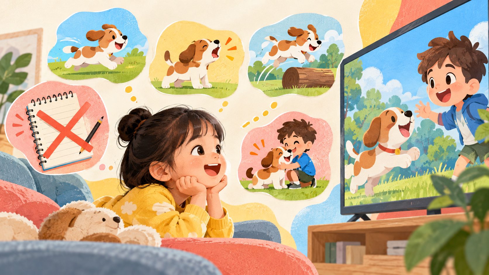 看英文动画片需要做笔记吗:孩子通过画面和动作理解英语情境