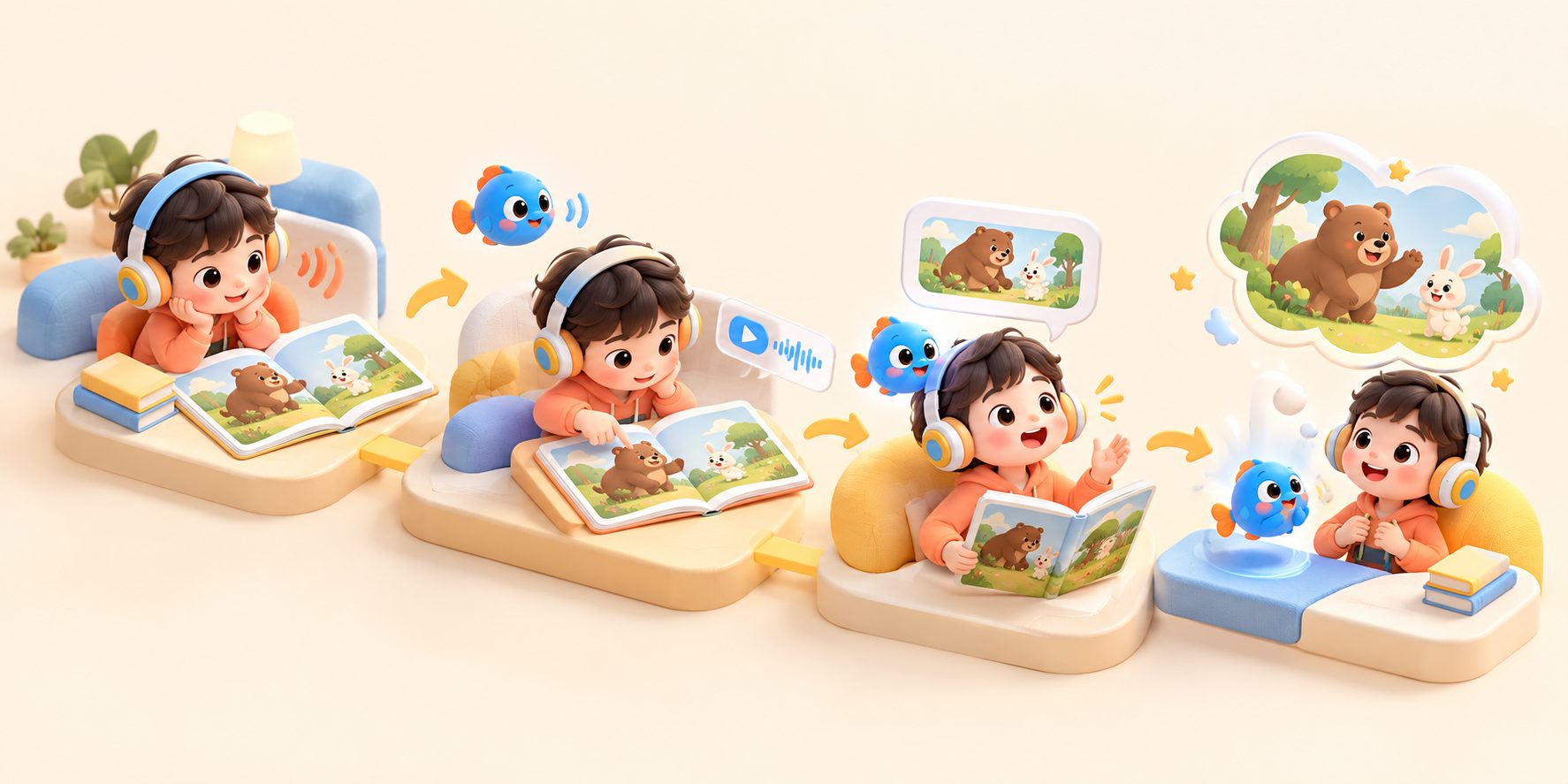 孩子使用分级绘本音频进行精听和复述